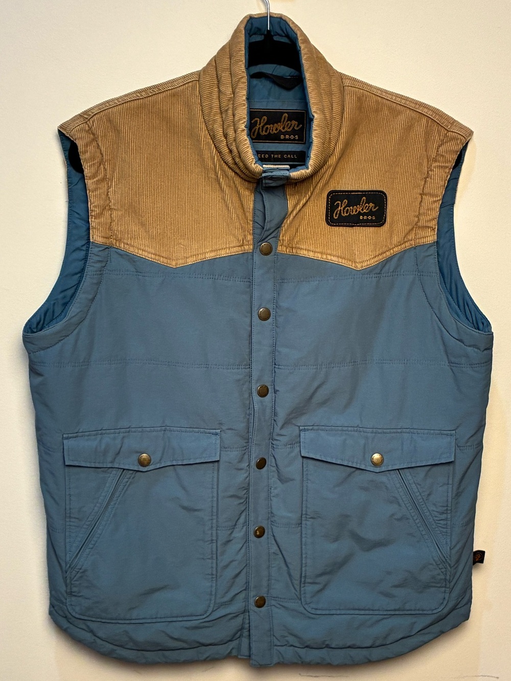 Howler Brothers - Blue and Tan Quilted Vest - size Medium